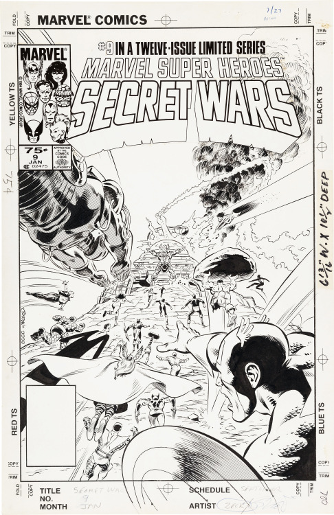  the cover to Marvel Super Heroes Secret Wars #9 by Mike Zeck and Bob McLeod