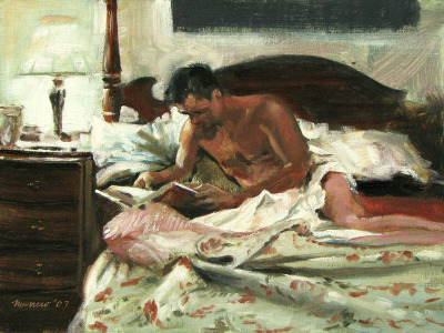 airofsolitude:Onelio Marrero | Reading Male Nude on Bed 