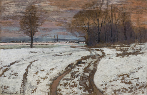 polishpaintersonly: “Winter Landscape”by Michał Gorstkin-Wywiórski (Polish;1861–1926) oil on canvas,