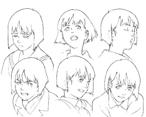 ca-tsuka:Character-design by Satoshi Kon & Takeshi Honda for “Millennium Actress” movie (2001).