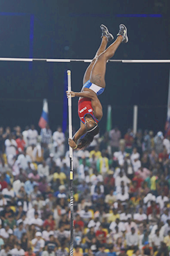 Yarisley Silva competing at the Doha Diamond League 2014