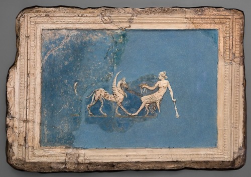 theancientwayoflife:~ Relief fragment depicting a seatedwoman and a griffin.Date: early A.D. 1st cen
