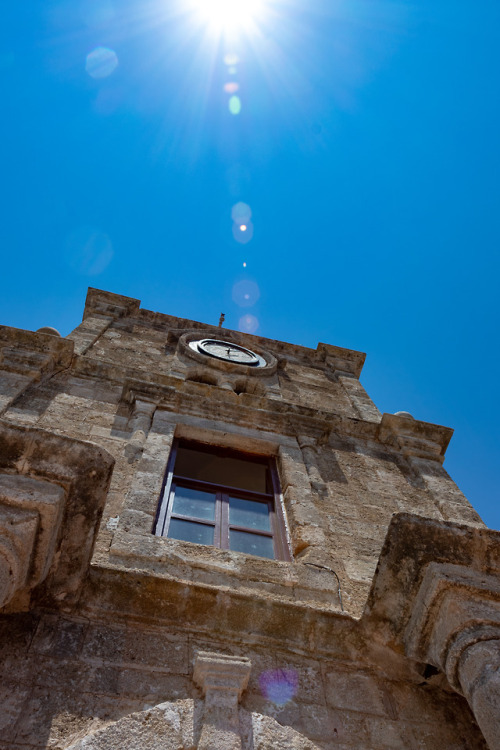 Towards the sun.Roloi clocktower, Rhodes 2018.