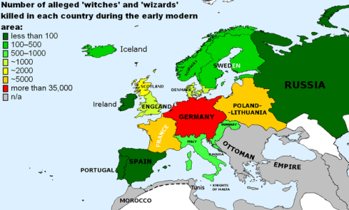 mapsontheweb:Number of alleged ‘witches’ and ‘wizards’ killed in witch trials during the early