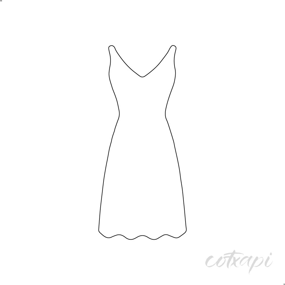 Girl Woman Ladies Dress Design Fashion Clothing Icon Set in Vector Dress Illustration Outline Art