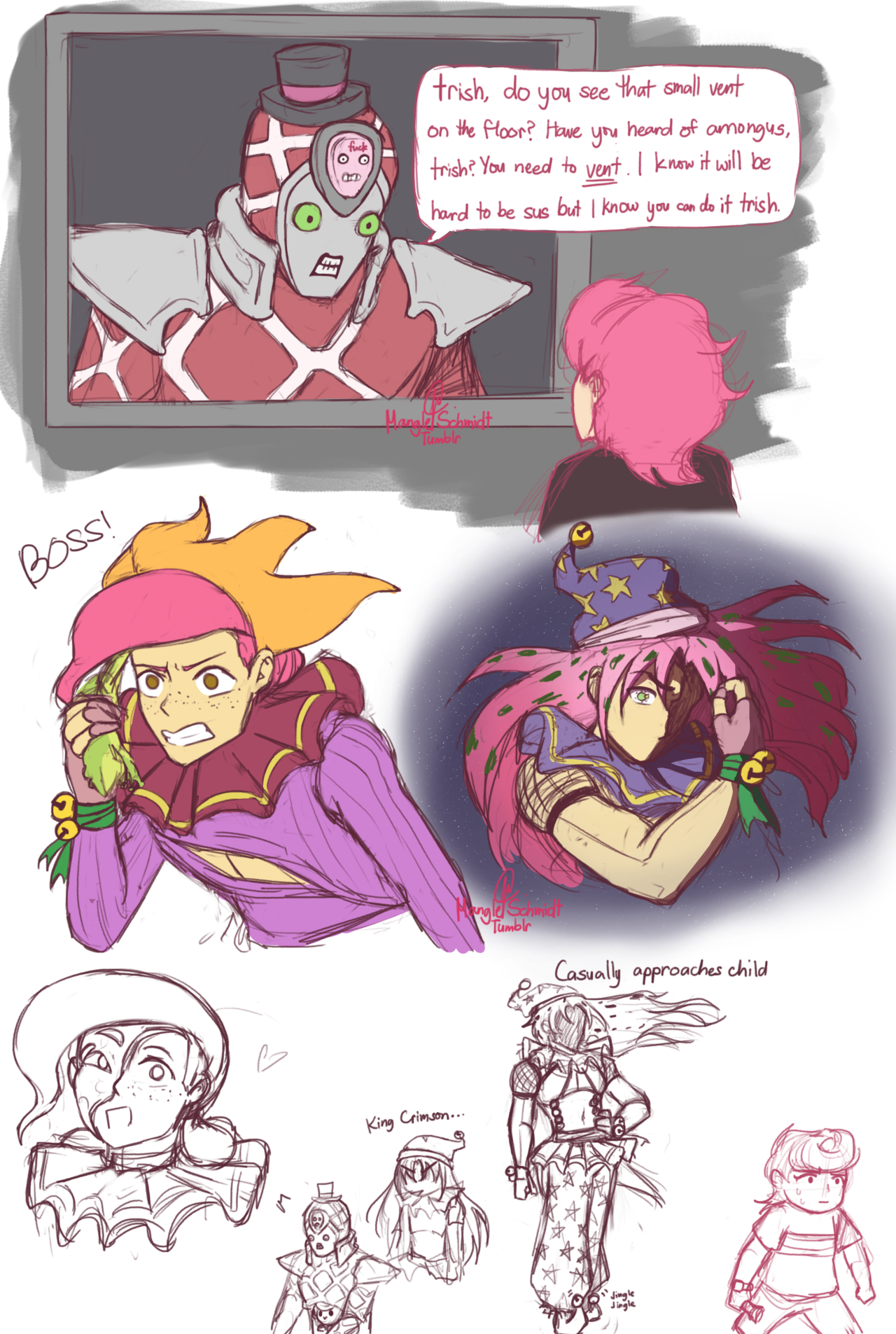 “Same VA (except Doppio and Trish)”
I feel like this is my first fanart of these characters and I regret nothing
