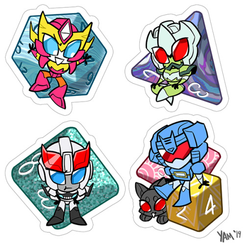 The stickers I made for TFCon Toronto. I love Transformers and DnD, and these guys are some of my fa