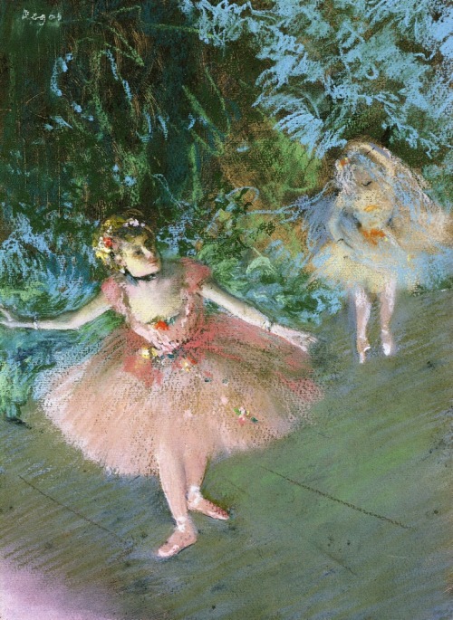 artist-degas: Dancers on Set, 1880, Edgar DegasMedium: pastelwww.wikiart.org/en/edgar-degas/