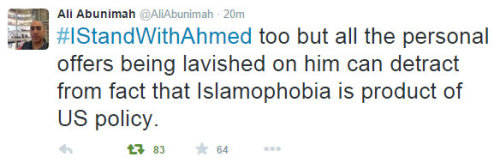 secondtolastromeo:Ali Abunimah  on Obama’s show of support for 14 year old student Ahmad Mohamed, wh