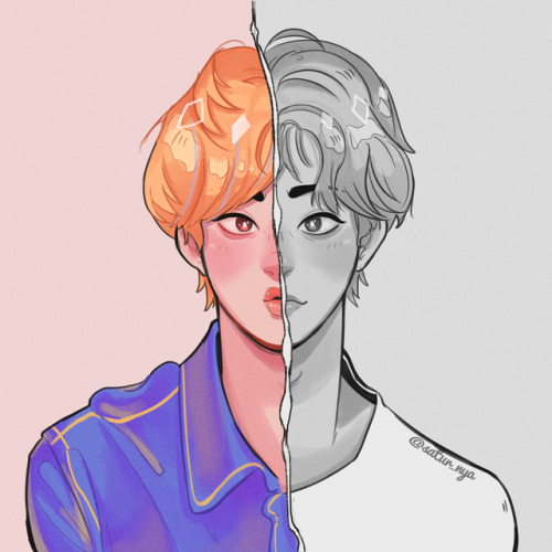 twistednightshade: satur-nya:  Love Yourself Answer — hyung line  Okay drawing irl people is t