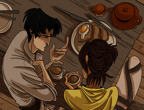 giuliadrawsstuff:Breakfast at the barracks. Keep reading