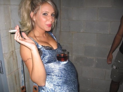 Pregnant party girl smokes and gets drunk before looking for guys to fuck.