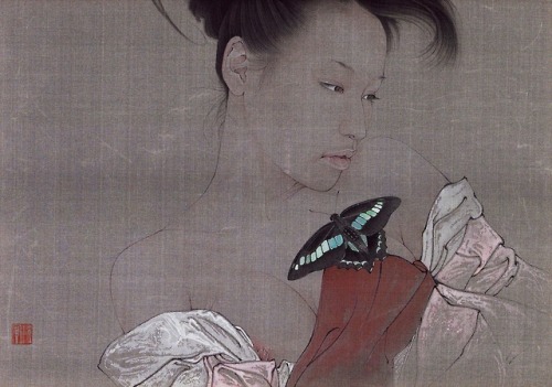 Shen Ning aka 沈宁 (Chinese, b. 1976, Xuzhou, Jiangsu, China) - 沈宁蝴蝶的歌声 (Singing Butterfly)  Paintings