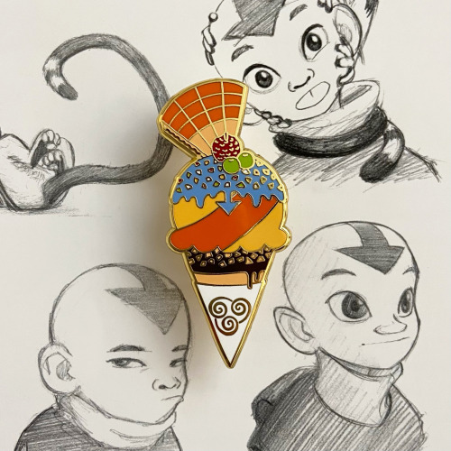 finally have my etsy shop open~ selling my aang and zuko ice cream hard enamel pins. thank you to ev