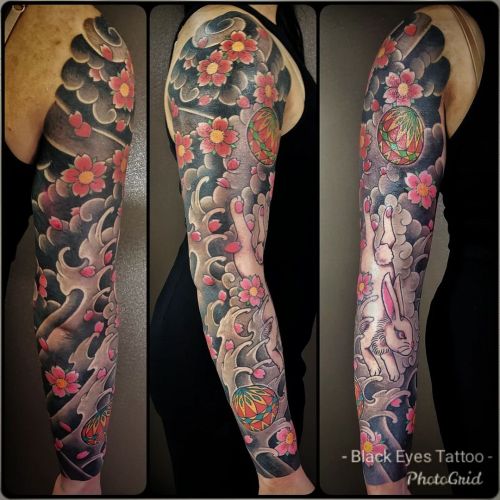 #ウサギ #手鞠 #sleevetattoo LINE: @ blackeyes #武蔵梵天 #彫浅 #高津区 #溝ノ口 #横須賀 #刺青 #横須賀タトゥー #和彫り #入墨#tattoo #bl