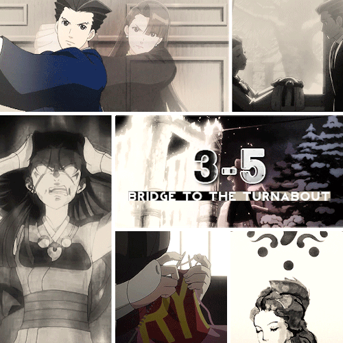 [ID A Five-part Ace Attorney Gifset, Showing Scenes From The Ace Attorney Anime’s Adaptions Of AA3′s