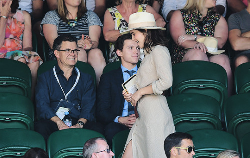 tomhollanddaily: Tom Holland, his dad Dominic Holland, Emma Watson and Luke Evans attends the Men’s 