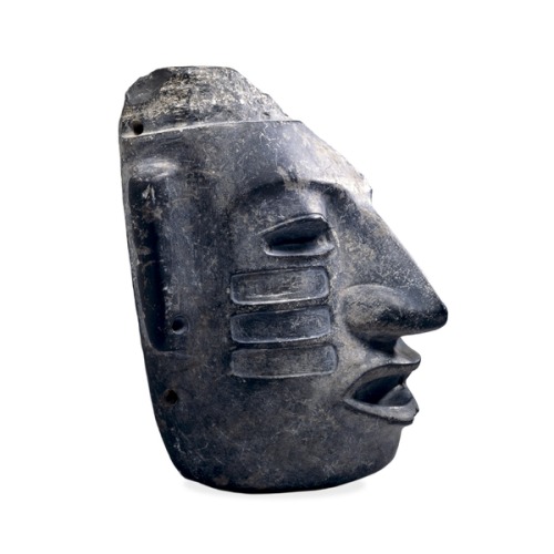 Black limestone mask Teotihuacan style (150 BC - AD 700) From Santiago Ahuizotla, Mexico State, Mexi