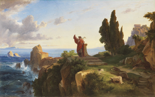 toutpetitlaplanete: Friedrich Preller d. J. - Antike Szene in heroischer Landschaft (Sappho am Kap L