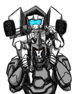 the-quite-contrary:  thepumpkinspice:  A collab with the oh-so-talented the-quite-contrary! She drew the adorbs Tailgate and I’m responsible for Cyclonus~This was so much fun alsdkjf;aksdjf I’m so happy &lt;3333 *rollsaround*  It was a blast, I love