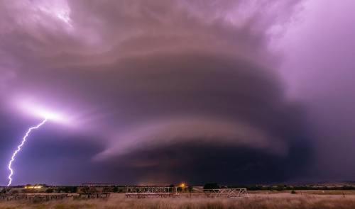 New from Tornado Titans! Powerful nocturnal supercell near Lawton, OK from 10/9/19. #okwx #weather #