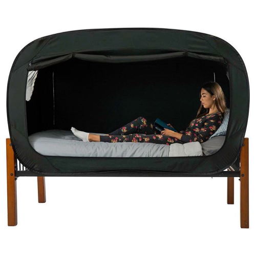 angrypiratehusbands:  bestfunny:  Privacy Pop is  a tent that attaches to most beds (depending on the size) to create a dark little cocoon to sleep in peacefully. Not only does is block that little annoying light coming from the window, but it also