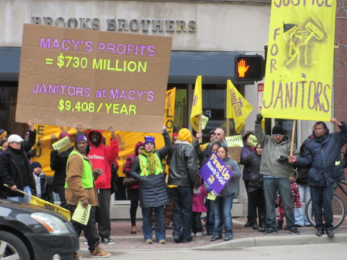 Macy’s profits were $730 Million in the 4th quarter of fiscal year 2012. Janitors at Macy&rsqu