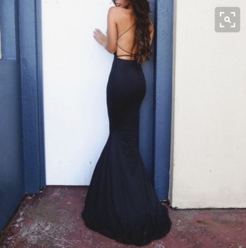 okbridalstudio: Simple Sexy!Black Backless Sexy Mermaid Prom Evening Dress,Find it here: go