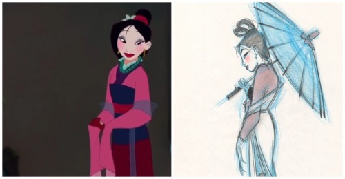 firequeensrules - Fa Mulan concept art VS final animation 