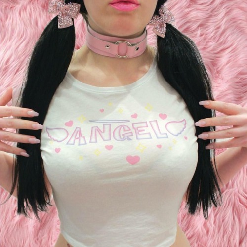 ✨So Angelic✨Our BRAT + ANGEL crop tops are available in black or white ☁️ shown above with the PANDI