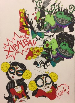 thatchickwiththeheadphones:  Comic inspired by a fic I read a while back called “Sugar Sticks”…  Love Xibalba’s expression! so funny XD 