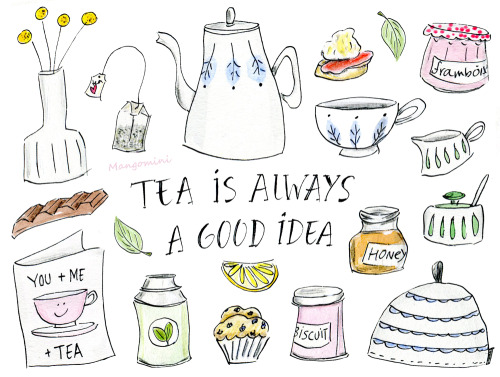 mangomini: Tea is always a good idea. New post for Hello Giggles. Signed prints available in my Etsy