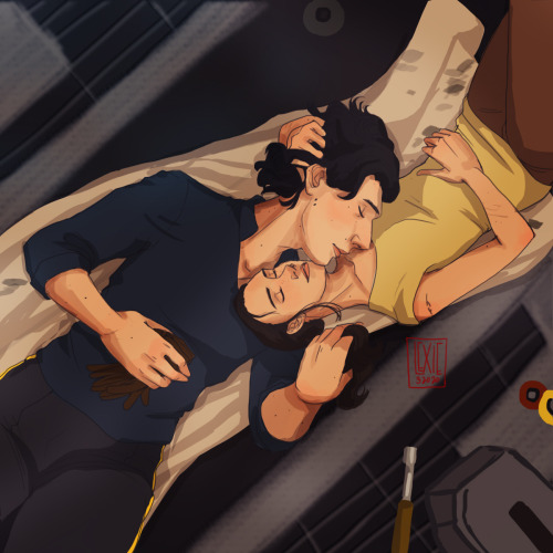 thisisartbylexie:  @modmerseygirl requested Reylo in the Falcon and I was in need of some cuddles, s