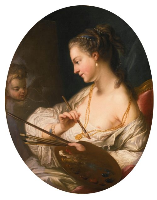 Carle Vanloo, Allegory of Painting, c. 18th century. Oil on canvas, within a painted oval, 92.1 x 72