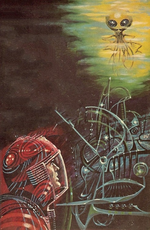 Astronauts in peril. Cover illustrations by Ed Emshwiller for Alien Planet (1963), Bow Down to Null 