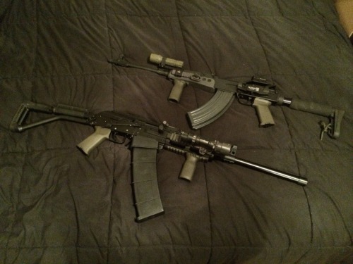 rtf-j:  The Kalashnikov pattern collection: Polytech AKS (holding onto for a buddy while he deployed) Galil 5.56 (parts kit build) Galil 7.62 (IMI/Action Arms import) Molot VEPR 12 CAI VZ 2008 Molot VEPR 308 Izhmash Saiga 223 Izhmash Saiga 5.45 AMD-65