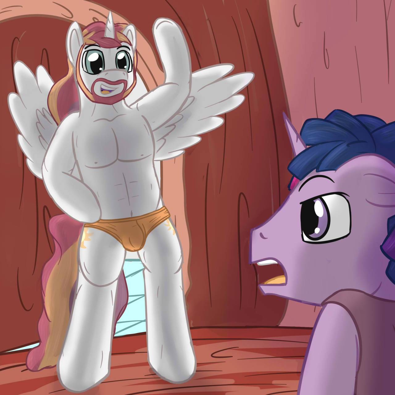 &ldquo;Solaris!  Normal ponies use the front door, and why are you barely dressed?&quot; 