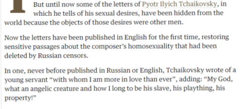 climbingupthebookshelves:Tchaikovsky was gay as hell, and a bottomwww.theguardian.com/music/