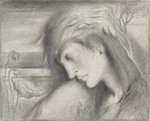 arsvitaest: Simeon Solomon (1840-1905), Sleeper with Opium Poppies, pencil on paperJohnson Museum of