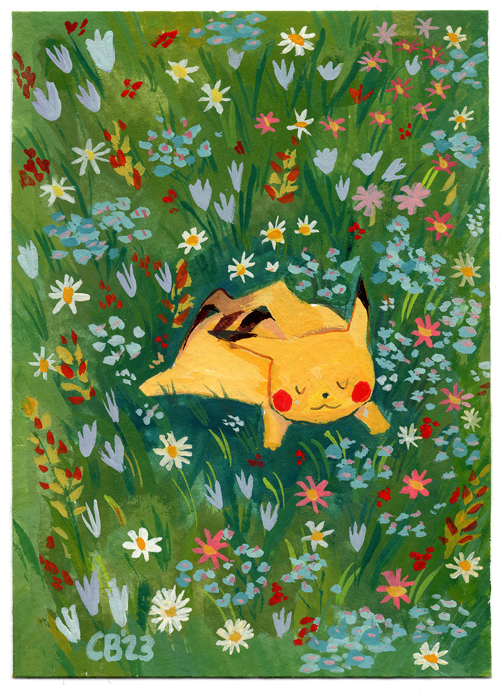 C'S ART BLOG! — pikachu napping and oddish in the tall