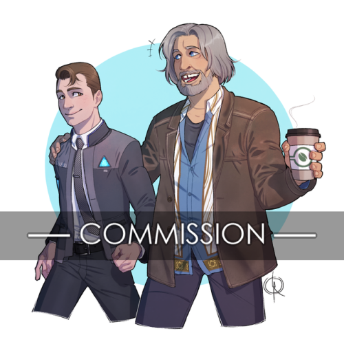 leeffi: Half body, Full-colour commission for @animated-thought-bubble featuring Hank and Connor fro