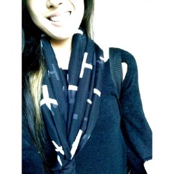 tiffanysum:  Todays outfit ! #Michelles #scarf #handm #cross #ootd #wooo #black #white #loveit #happyfriday