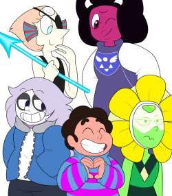 karpetshark:  happy halloween!!! steven universe and undertale are my two favorite things right now, so drawing the gems dressed as undertale characters was really the only way to go 