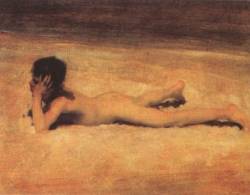artist-sargent:  Naked boy on the beach, John Singer Sargenthttps://www.wikiart.org/en/john-singer-sargent/naked-boy-on-the-beach