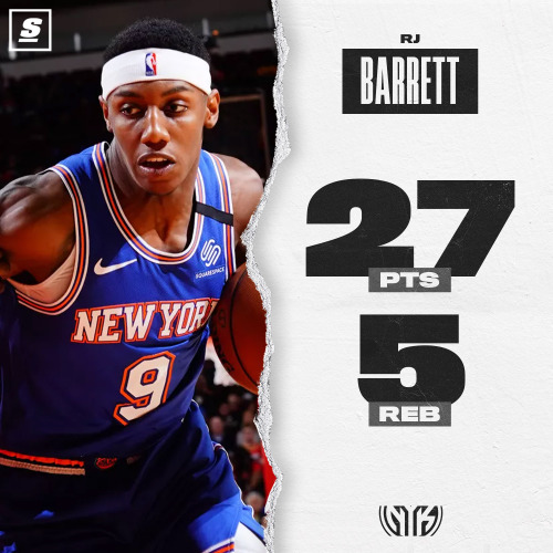 RJ ties his career high as Knicks down Rockets. 