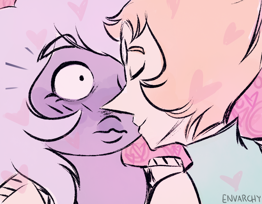 envarchy:  Pearlmethyst Week Day 1: First Kiss i hope pearl just… accidentally