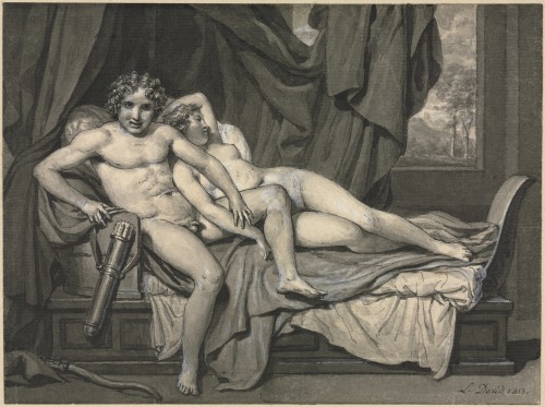 Cupid and PsycheJacques-Louis David (French; 1748–1825)1813Gray wash and pen and black ink wit