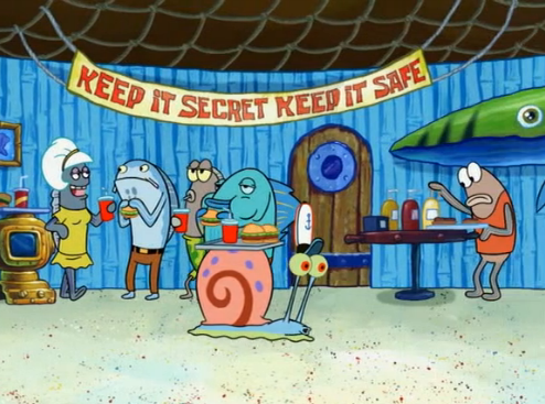 When krabby patties are Banned in Bikini Bottom, Mr. Krabs and Spongebob are forced to secretly sell