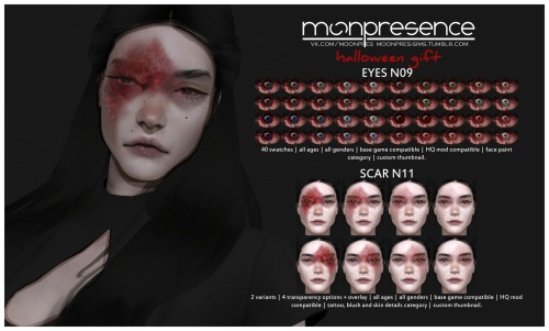 moonpres-sims: HALLOWEEN GIFT: EYES N09-N10, SCAR N10-N12T.O.U.- do not re-upload my cc without my p