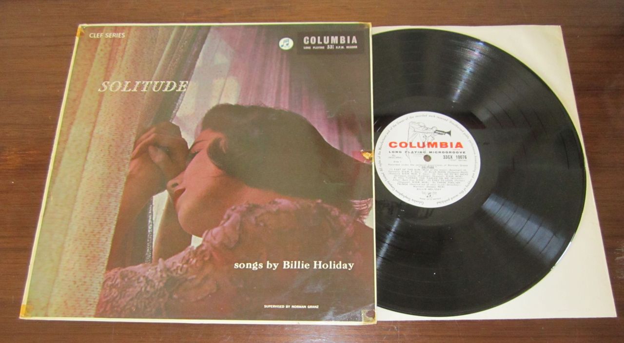 lpcoverart:  Solitude, Songs by BILLIE HOLIDAY UK COLUMBIA RECORDS VINYL LP 33CX